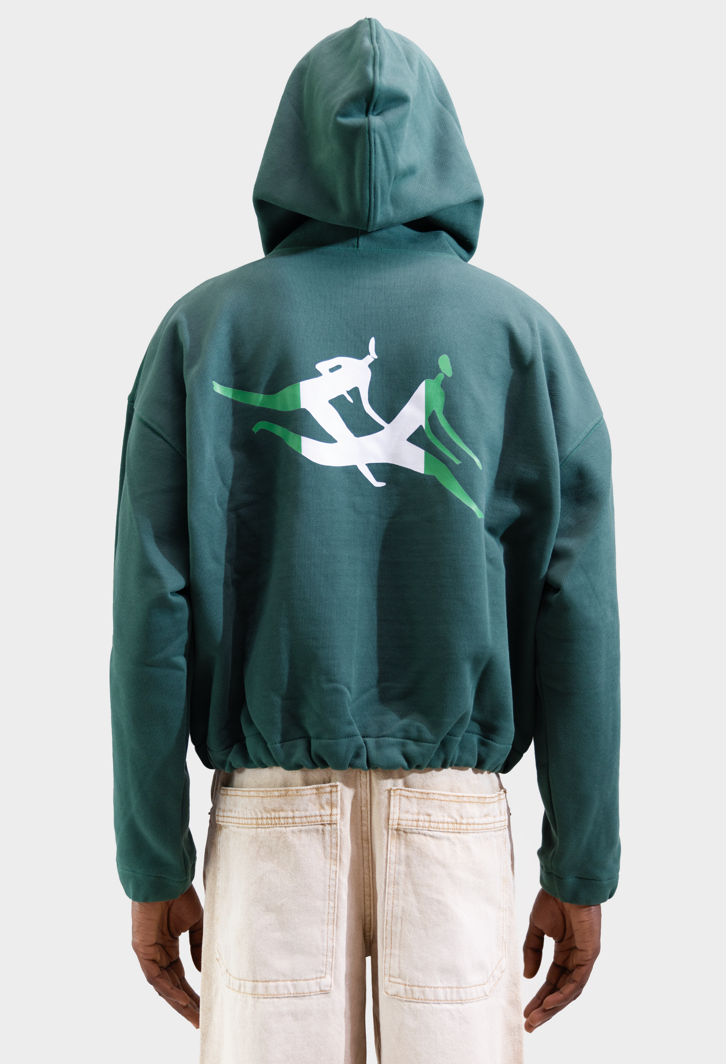 Cargo Pocket Crop Fit Hoodie - Green