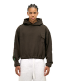 Cargo Pocket Crop Fit Hoodie - Brown - Sinnuel collective