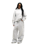Script Signature Oversized Hoodie Grey Melange - Sinnuel collective