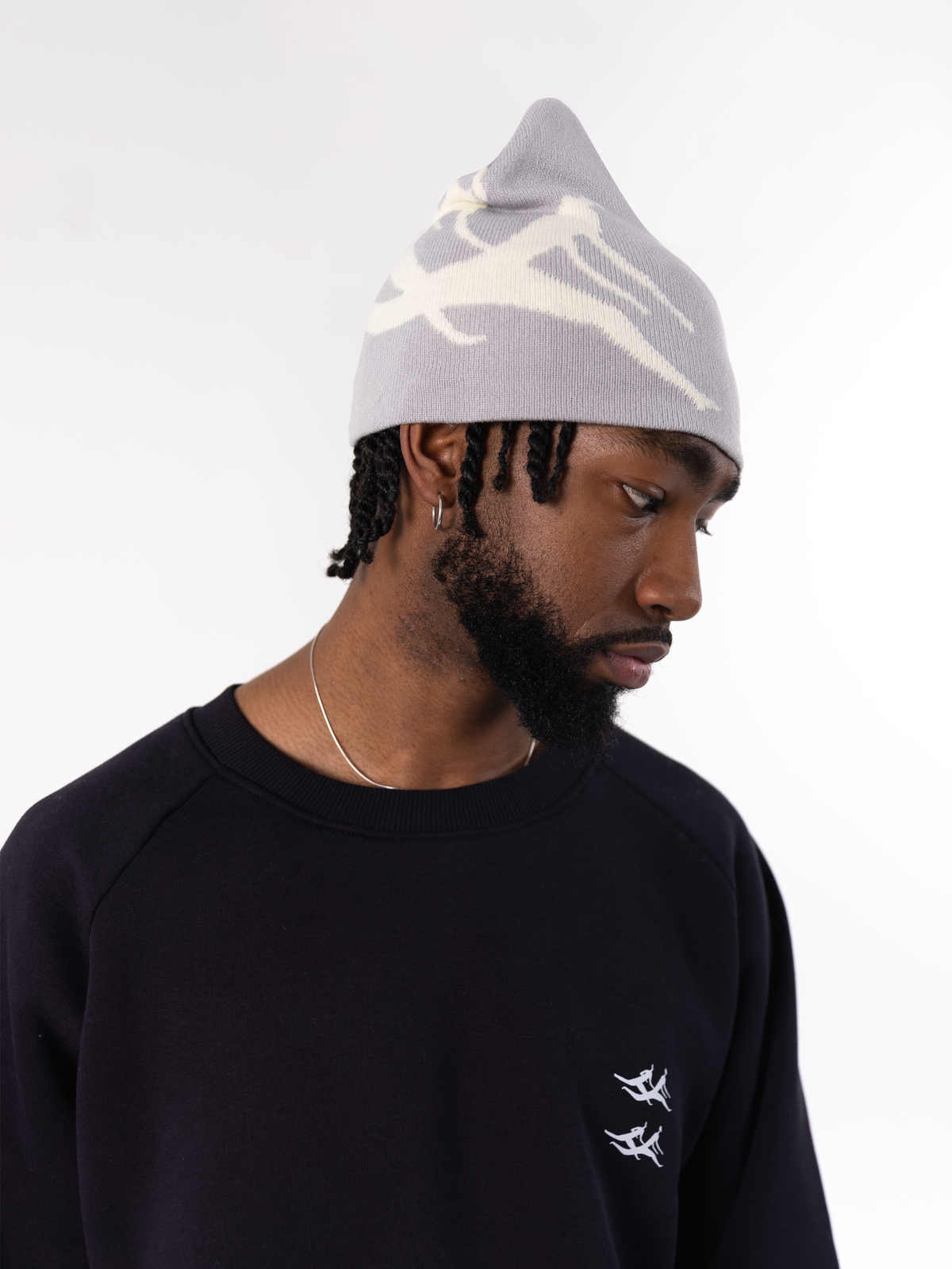Jacquard "Logo" Beanie - Gray - Sinnuel collective